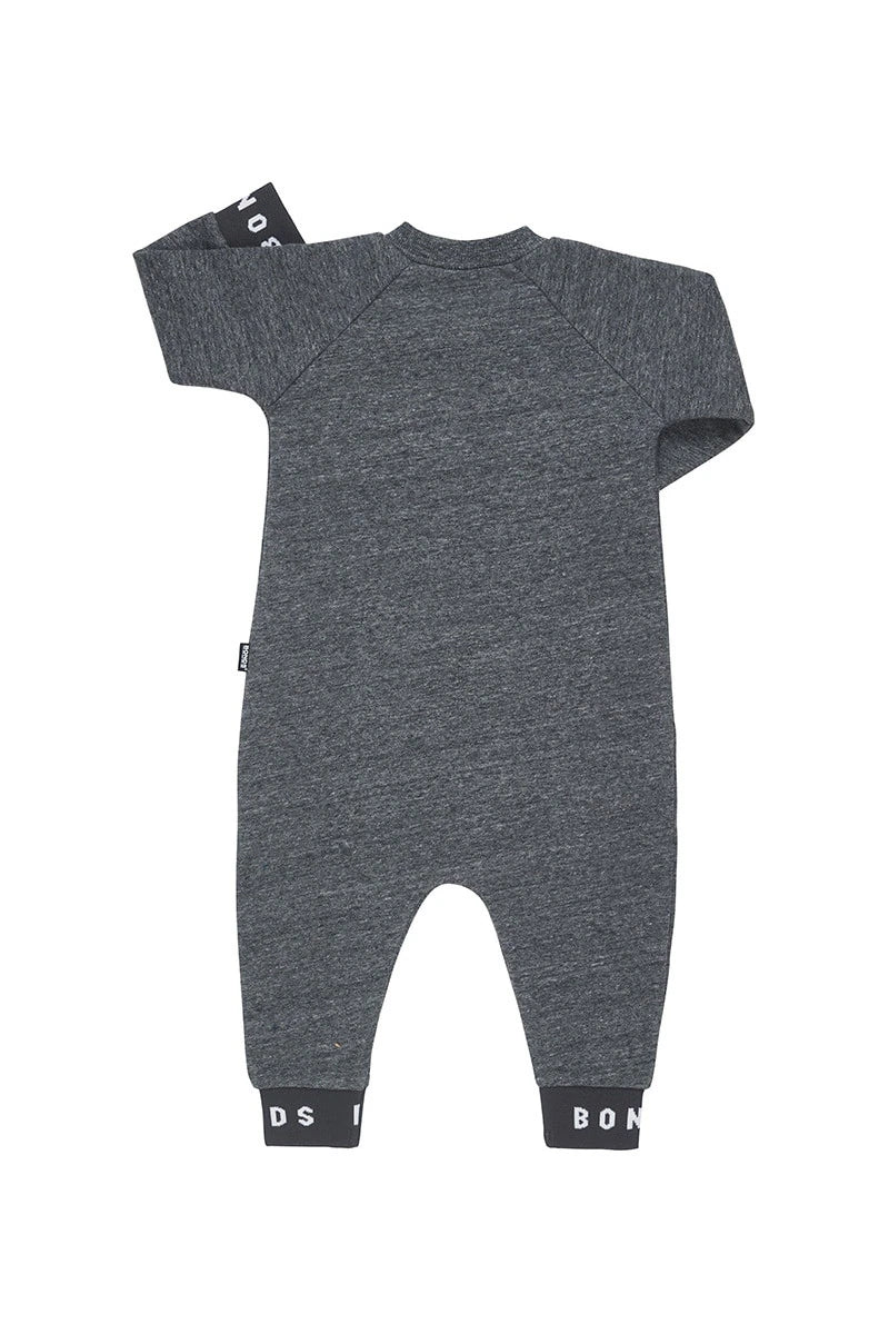 Logo Fleece Zip Wondersuit | Grey Black Marle