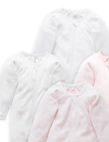 4 Pack Zip Growsuit | Pale Pink