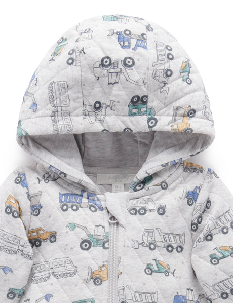 Quilted Growsuit | Snow Vehicle Print