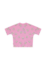 Kids Drop Shoulder Tee | Blooming Petals Pink