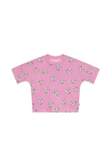 Kids Drop Shoulder Tee | Blooming Petals Pink