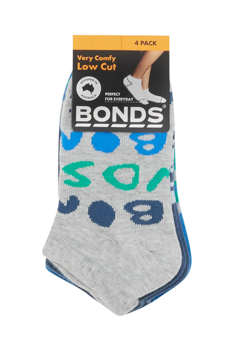 Kids Fashion Low Cut Socks 4 Pack | Blue/Green