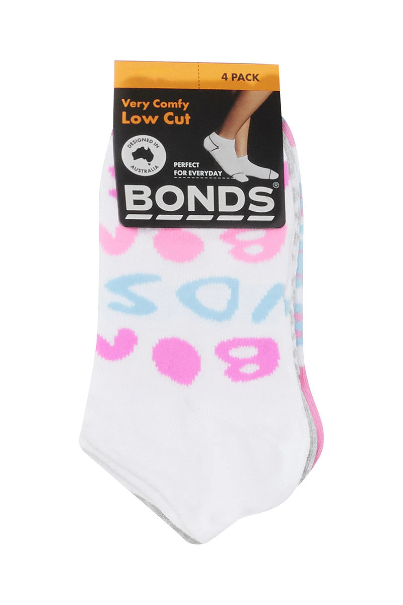 Kids Fashion Low Cut Socks 4 Pack | Pink