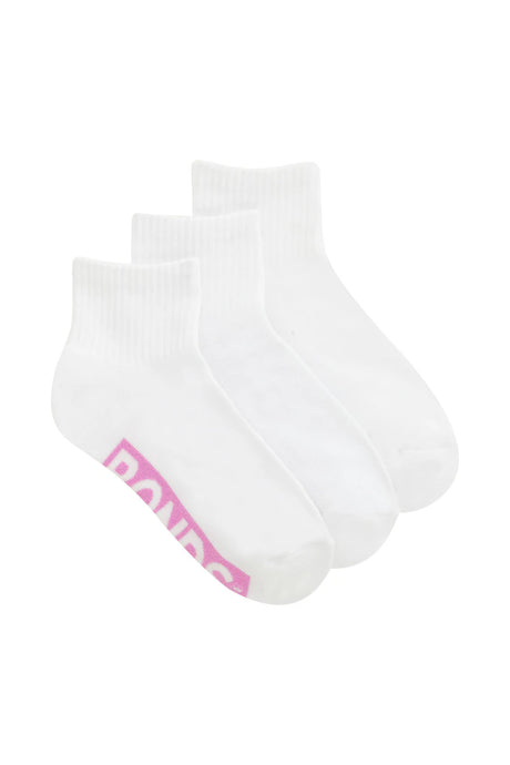 Kids Logo Cushioned Quarter Crew Socks 3 Pack | White-Girls