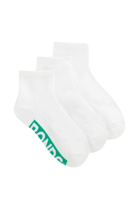 Kids Logo Cushioned Quarter Crew Socks 3 Pack | White-Boys
