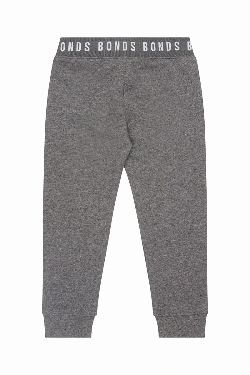 Kids Logo Fleece Trackie | Grey Black Marle