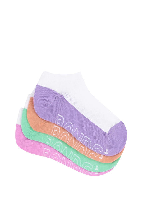 Kids Logo Light Low Cut Socks 4 Pack | White-Girls