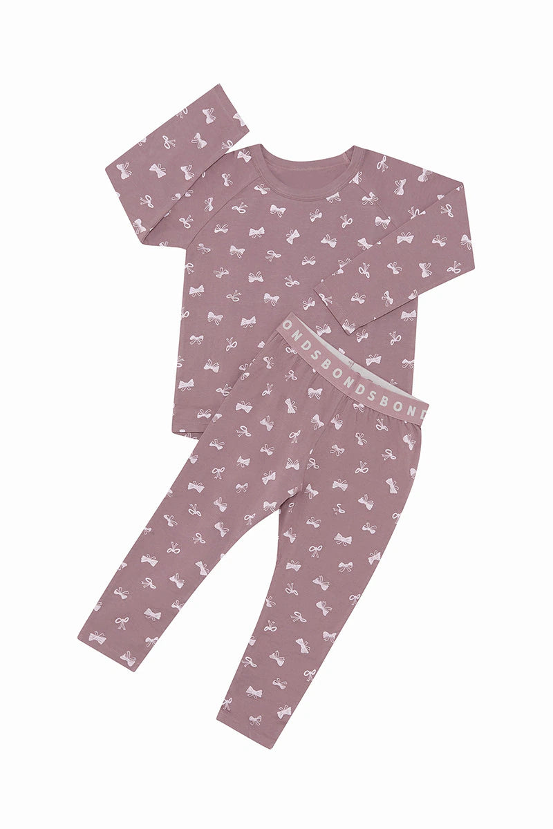 Kids Long Sleeve Sleep Set | Blushing Bowties Purple