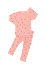 Kids Long Sleeve Waffle Sleep Set | Little Dazzle Pink Souffle