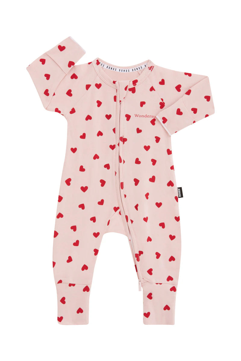 Newbies Organic Cotton Zippy | Love Heart Sparkle