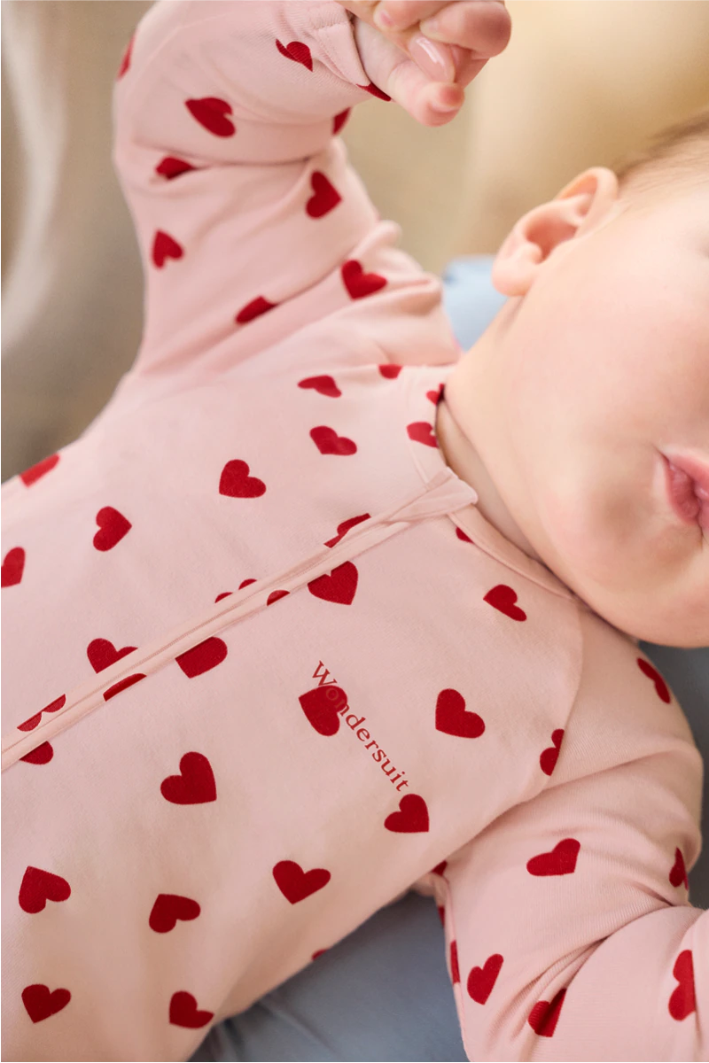 Newbies Organic Cotton Zippy | Love Heart Sparkle