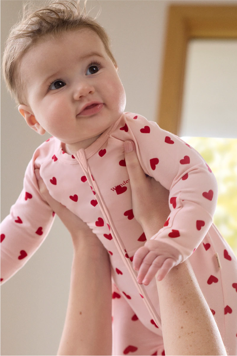 Newbies Organic Cotton Zippy | Love Heart Sparkle