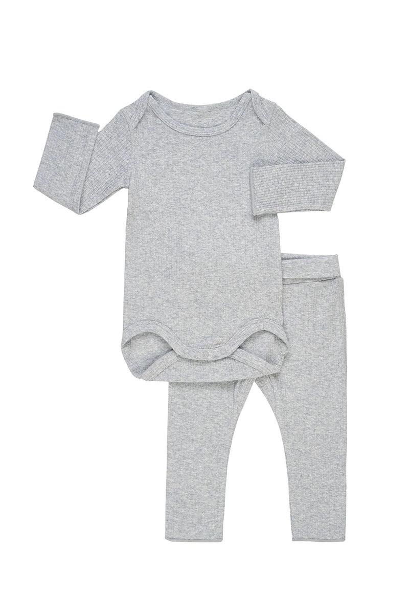 Pointelle Long Sleeve Bodysuit & Legging Set | New Grey Marle