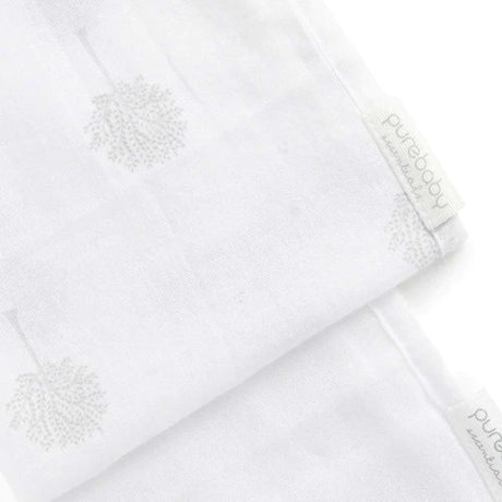 Muslin Facewasher 2 Pack | White / Pale Grey Tree