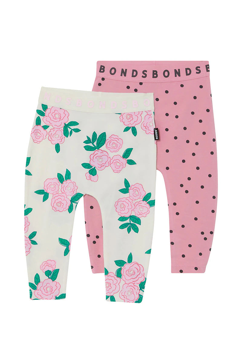 Roomies 2 Pack Legging | Blossom Breeze Marscapone and Pink Star