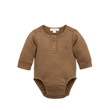 Rib Henley Bodysuit | Chocolate