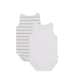Baby Wonderbodies Rib Singletsuit 2 Pack | White & Grey Stripe