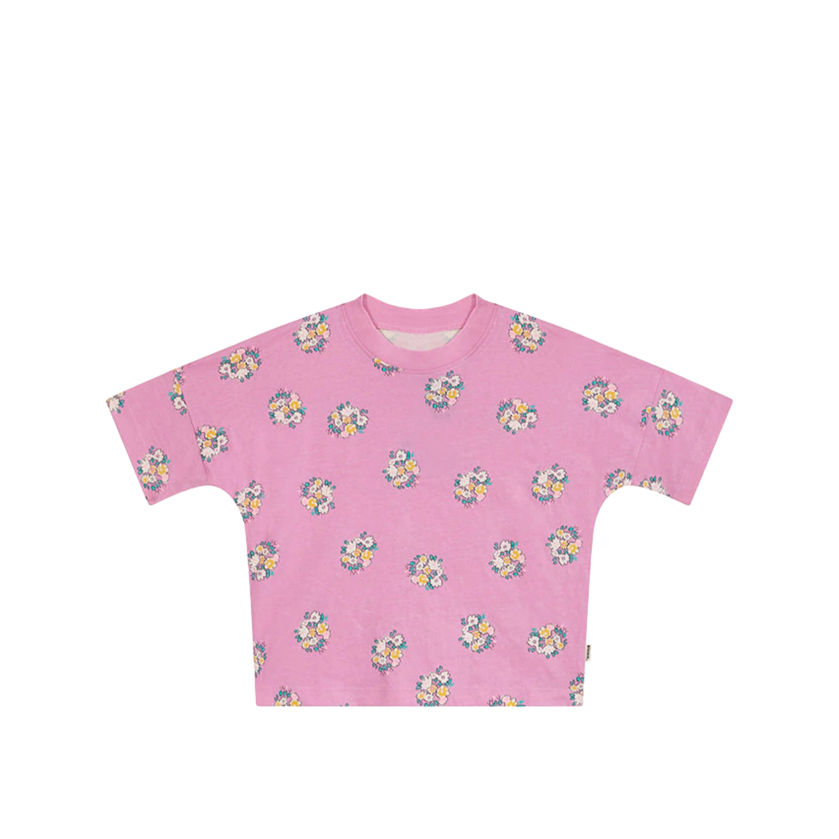 Kids Drop Shoulder Tee | Blooming Petals Pink