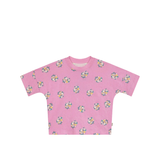 Kids Drop Shoulder Tee | Blooming Petals Pink