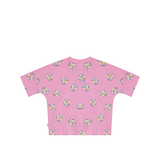 Kids Drop Shoulder Tee | Blooming Petals Pink