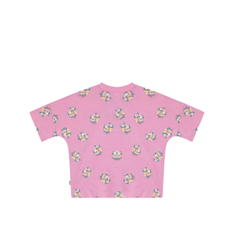 Kids Drop Shoulder Tee | Blooming Petals Pink