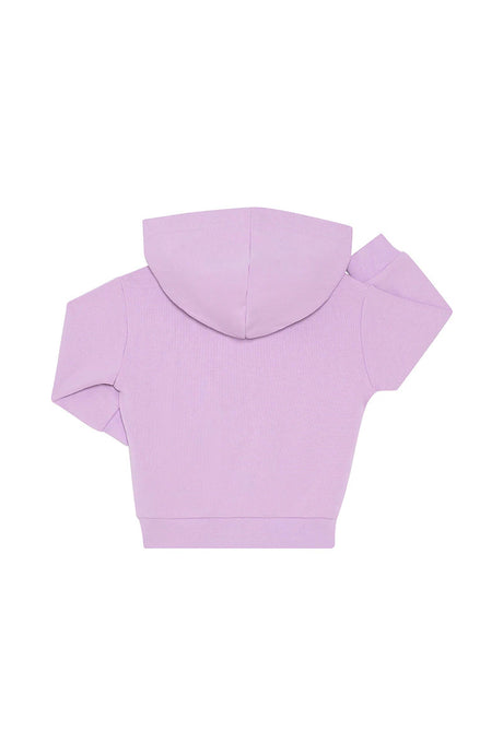 Tech Sweat Zip Through Hoodie | Cotton Purple Pansy