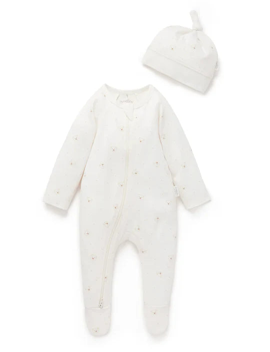 Zip Growsuit & Hat Set | Vanilla Bear