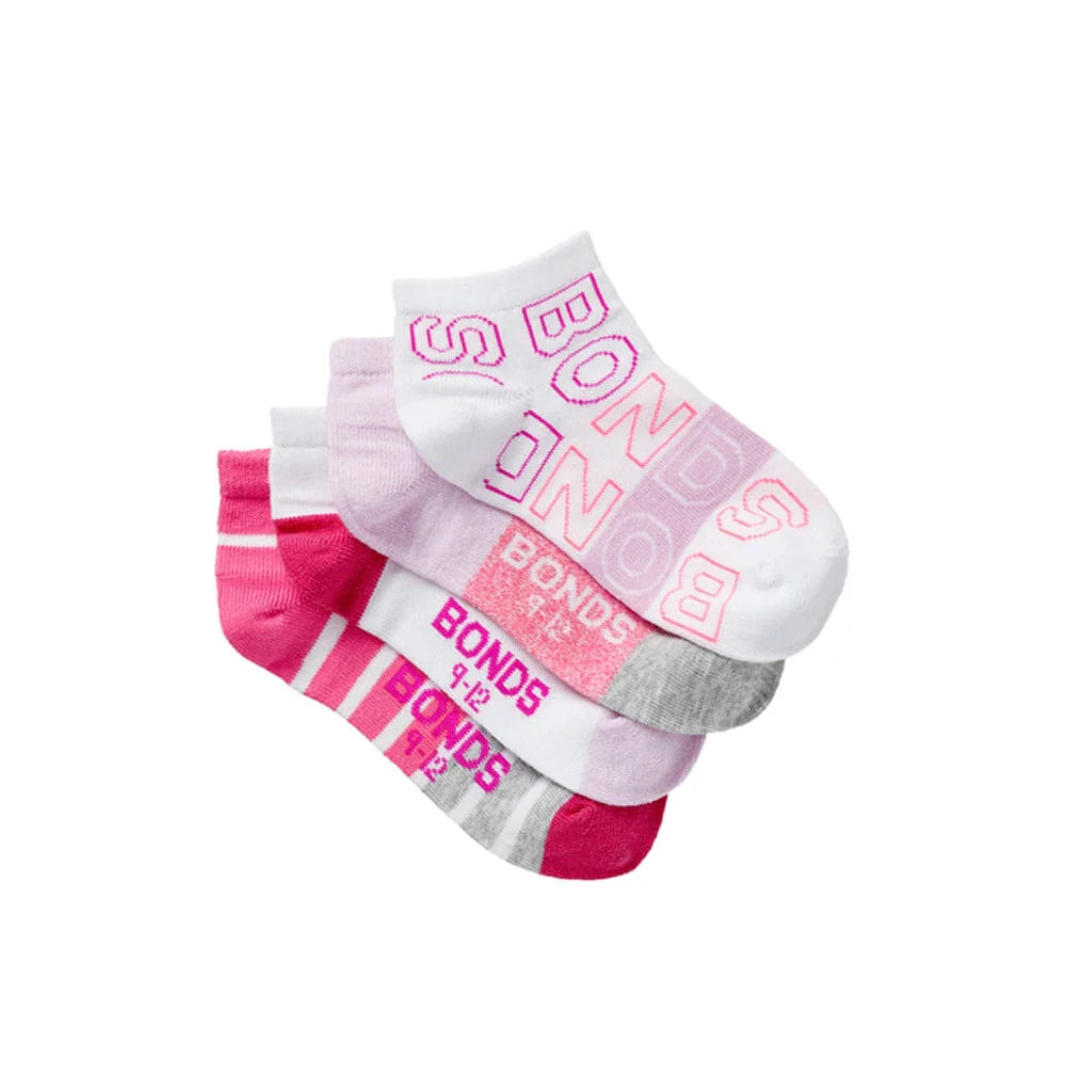 Kids Fashion Low Cut Socks 4 Pack | Pink