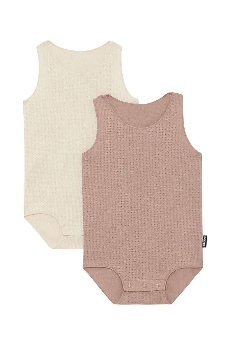 Wondercool Eyelet Singletsuit 2 Pack | Sesame Seed /Tuscan Sunset