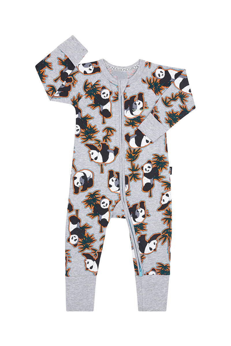 Zip Wondersuit | Panda Sticker New Grey Marle