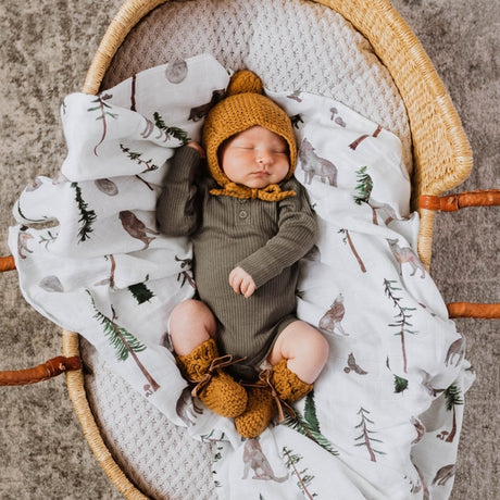 Merino Wool Bonnet & Booties Set | Bronze