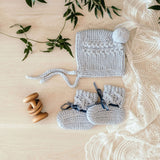 Merino Wool Bonnet & Booties | Blue