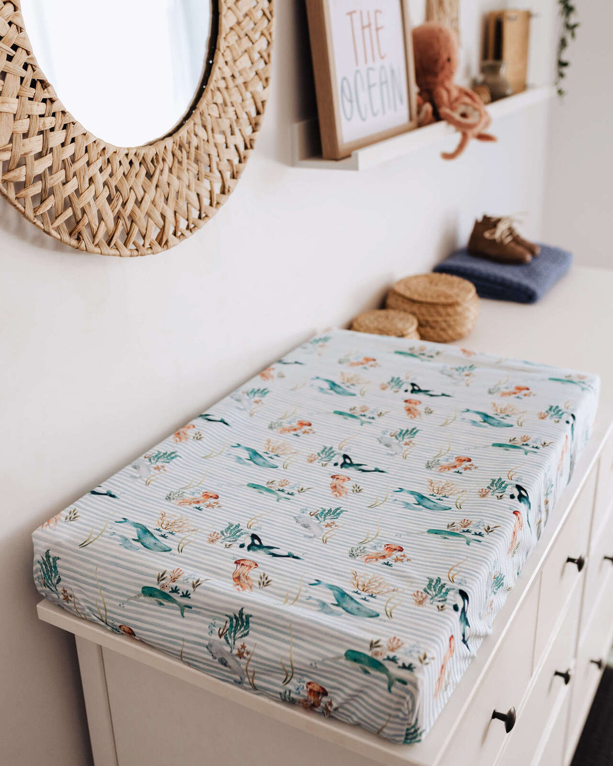 Bassinet Sheet / Change Pad Cover | Whale