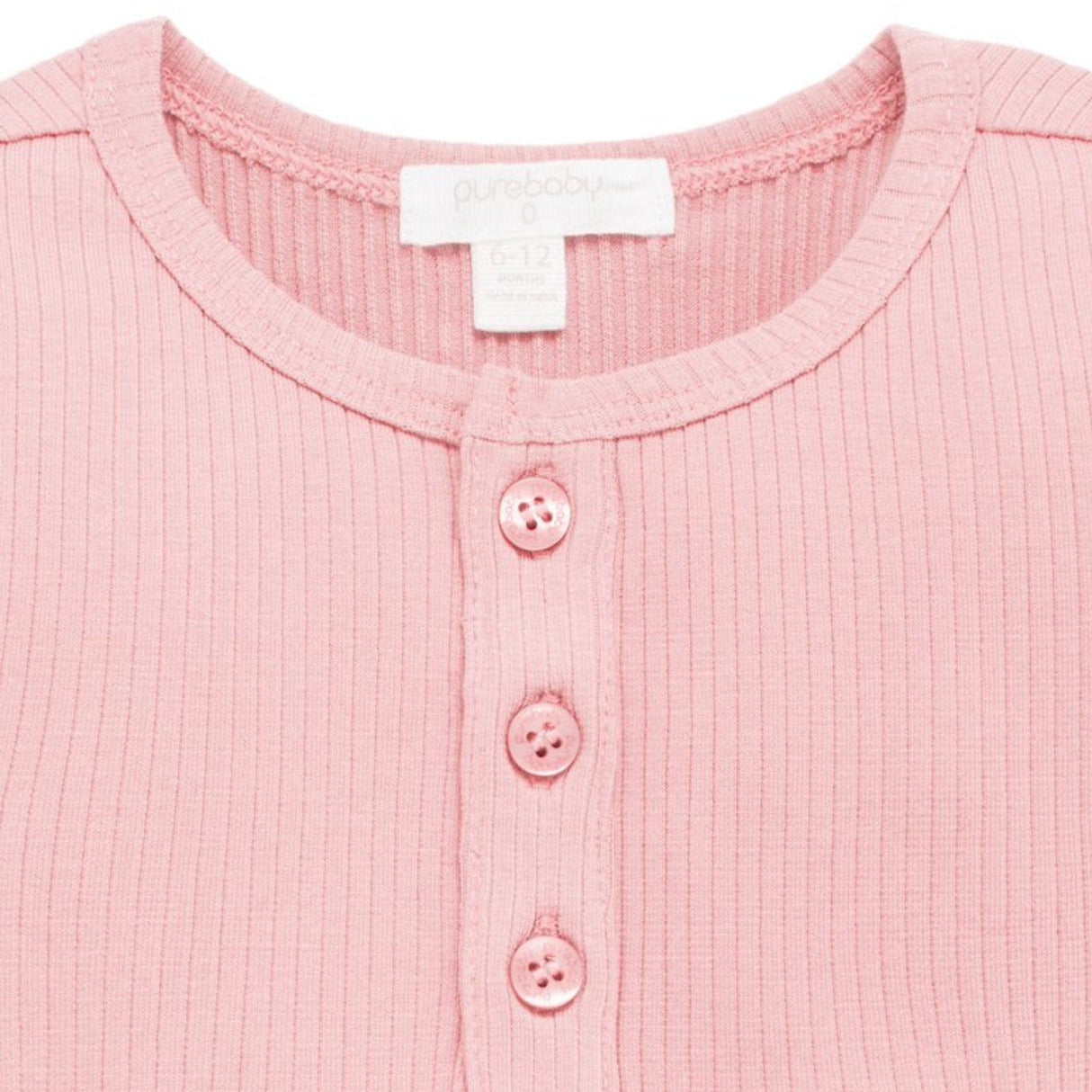 Rib Henley Tee | Dusty Rose