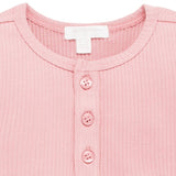 Rib Henley Tee | Dusty Rose