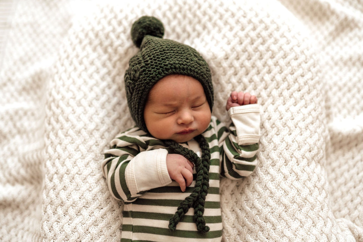 Merino Wool Bonnet & Booties | Olive