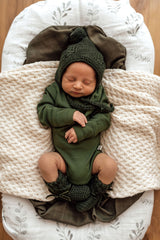 Merino Wool Bonnet & Booties | Olive