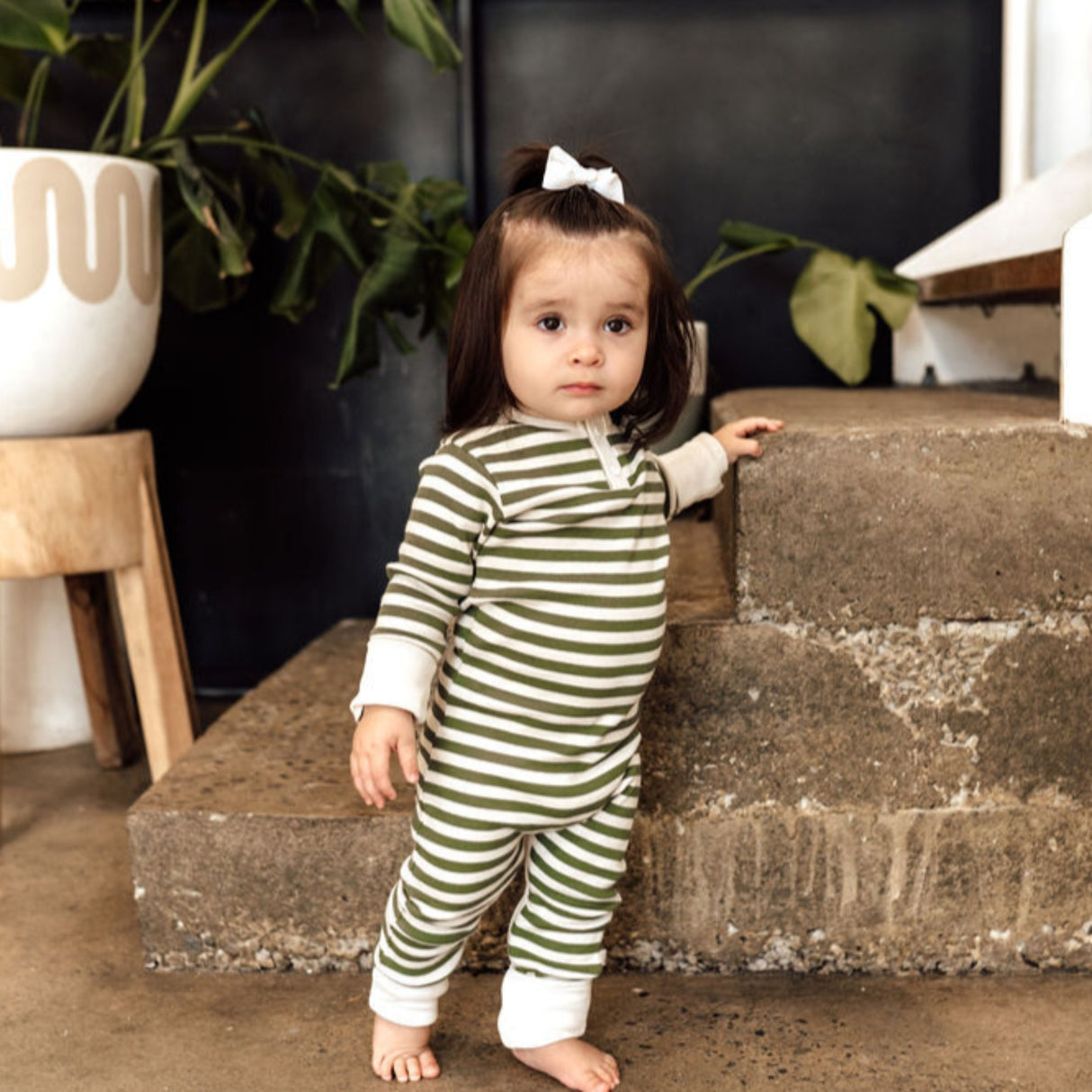 Stripe Growsuit | Olive