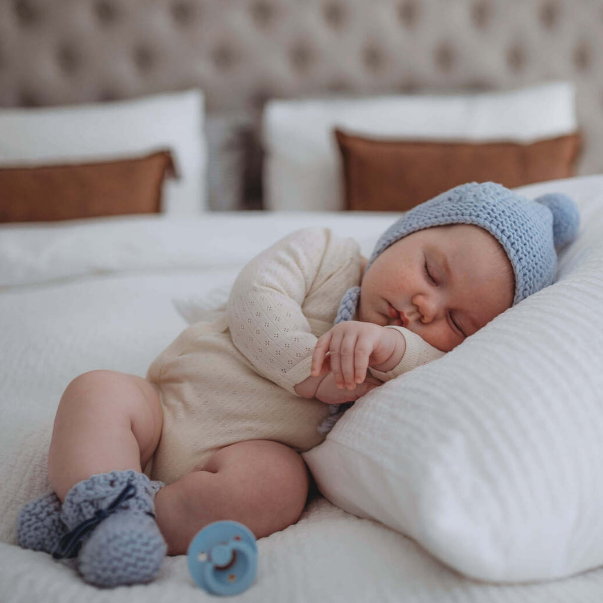 Merino Wool Bonnet & Booties | Blue