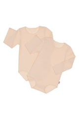 Organic Long Sleeve Bodysuit 2 Pack | Macadamia