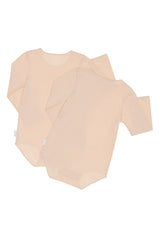 Organic Long Sleeve Bodysuit 2 Pack | Macadamia