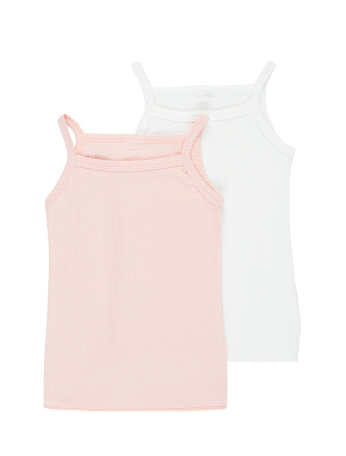 Organic Pointelle Cotton Singlet Set 2 pack | Fairy Floss & White