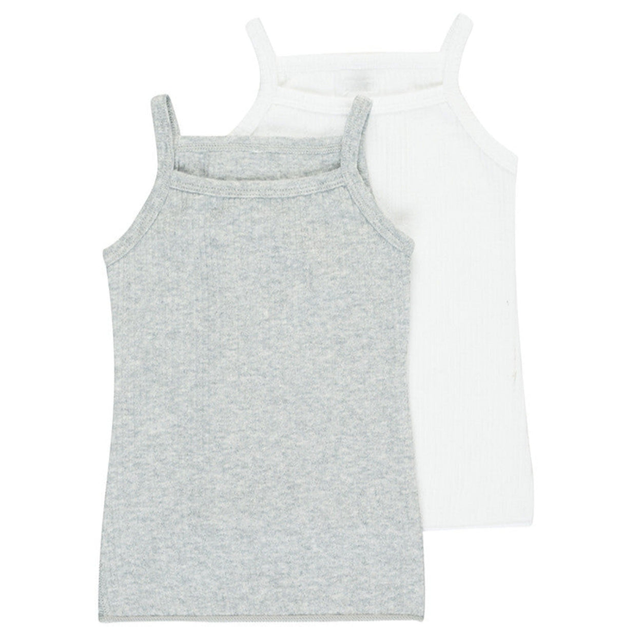 Organic Pointelle Cotton Singlet Set 2 pack | Grey & White