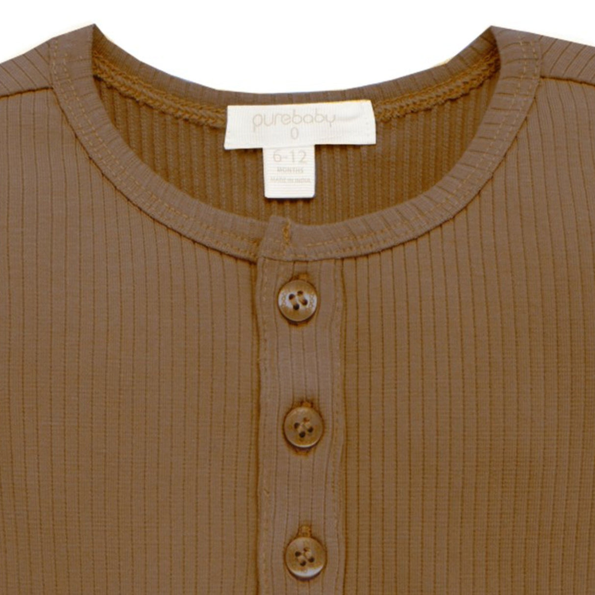 Rib Henley Tee | Chocolate