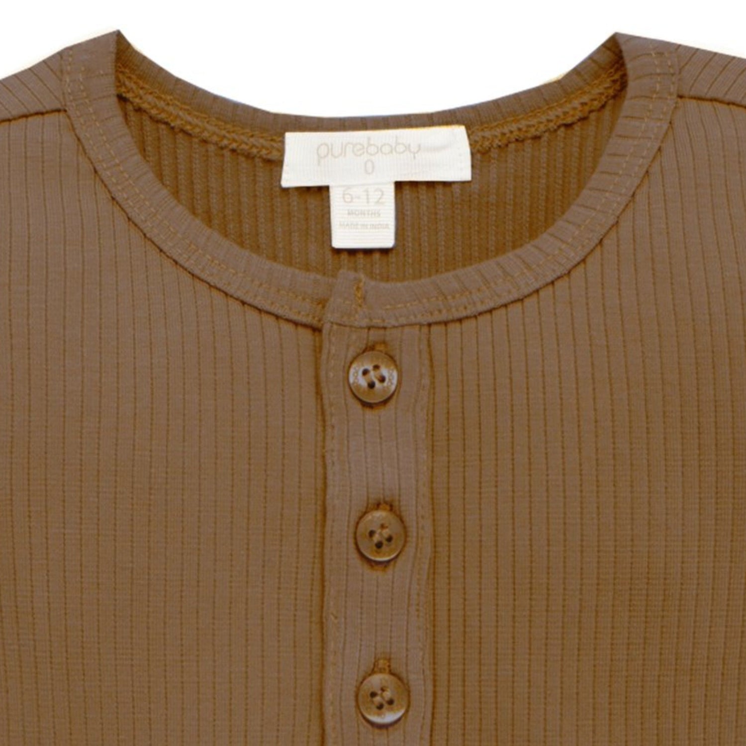 Rib Henley Tee | Chocolate