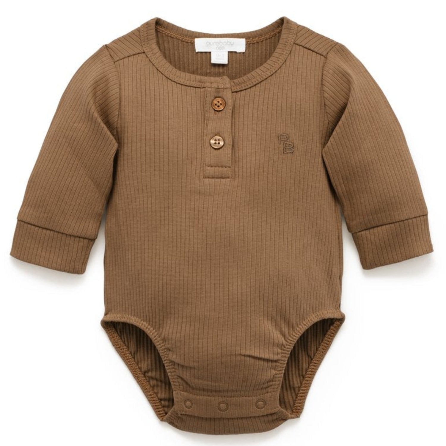 Rib Henley Bodysuit | Chocolate