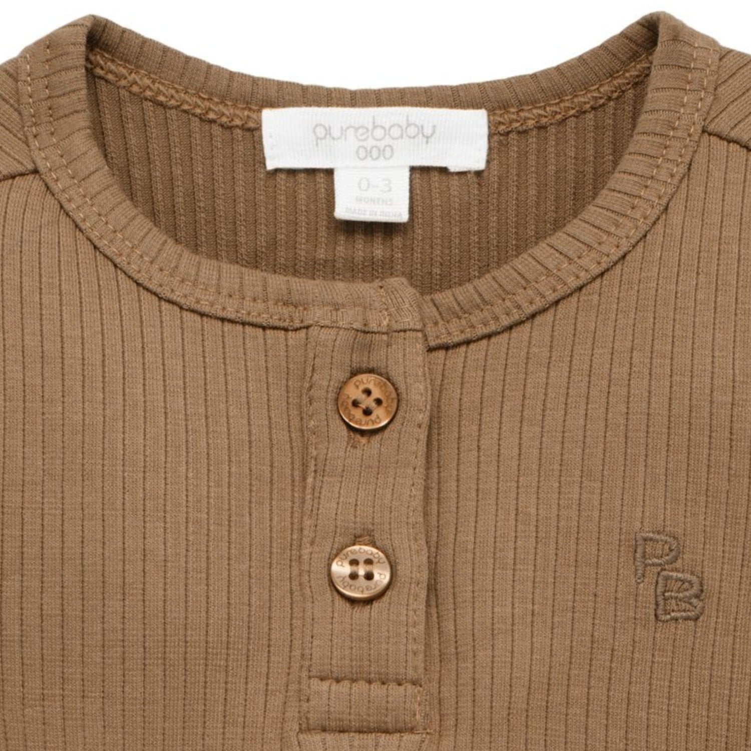 Rib Henley Bodysuit | Chocolate