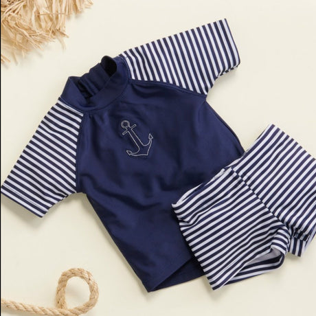 Short Sleeve Rashie Set | French Stripe Print