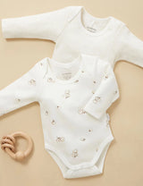 2 Pack Easy Neck Long Sleeve Bodysuit | Vanilla Cottonbud