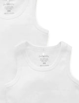 2 Pack Rib Singlet | White